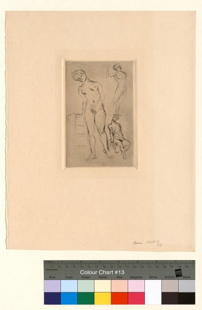 Tři akty, z nichž jeden se opírá o stoličku od Henri Matisse