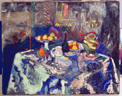 Váza, láhev a ovoce, asi 1906 (olej na plátně) od Henri Matisse