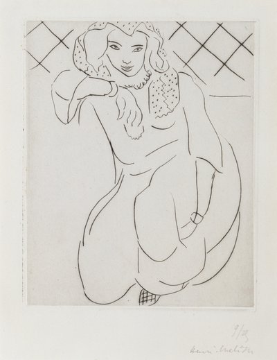 Zahalená orientální žena klečící na kolenou od Henri Matisse