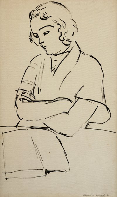 Čtoucí žena, asi 1922 (pero a černá tuš na papíře) od Henri Matisse