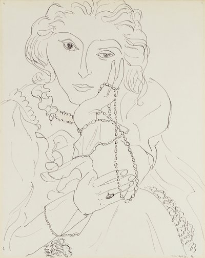 Žena v košili s volánky a perlovým náhrdelníkem od Henri Matisse
