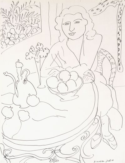 Mladá žena u stolu od Henri Matisse