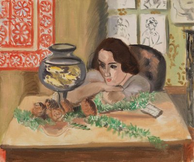 Mladá žena před akváriem (Jeune fille devant un aquarium) od Henri Matisse