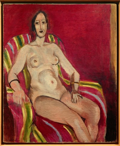nu assis fond rouge 1925 (olej na plátně ) od Henri Matisse