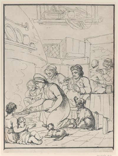 Cottagers, with Fireside, 1799. od Henri Merke