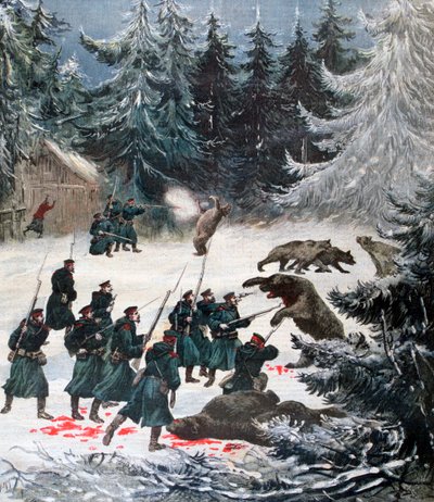Medvědí útok, Rusko, 1892 od Henri Meyer
