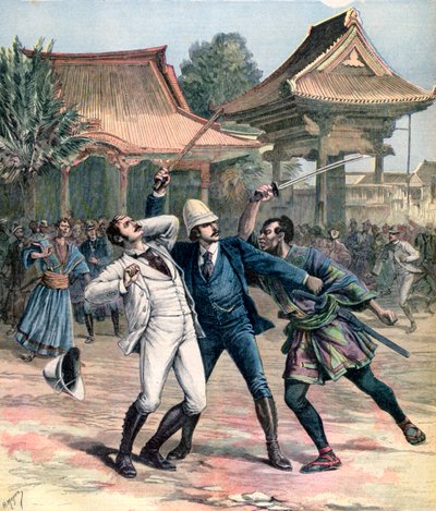 Neúspěšný atentát na careviče Nicholase z Ruska, Otsu, Japonsko, 1891 od Henri Meyer