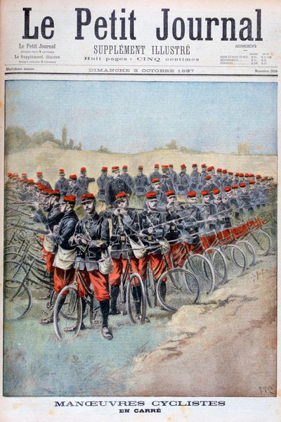 Francouzský armádní cyklistický sbor na náměstí na manévrech, Francie, 1897 od Henri Meyer