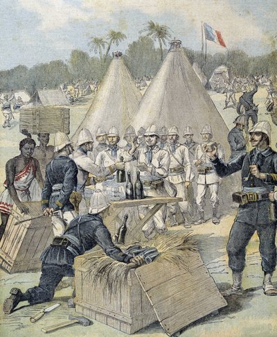 Novoroční dárky pro vojáky v Dahomey (nyní Benin) - v „“Le Petity Journal““ z 31.12.1892 od Henri Meyer
