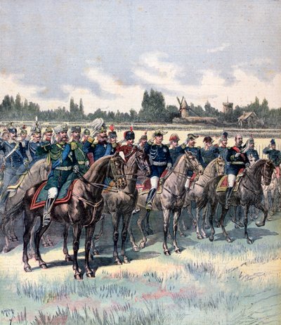 Vojenská revize s generálem Saussierem a zahraničními vojenskými přidělenci, 14. července 1891. od Henri Meyer