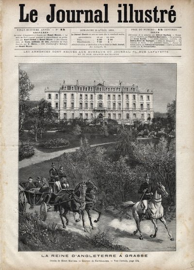 Victoria the Queen of England in France in April 1891: A Walk in Grasse – Queen Victoria a Grasse in France in April 1891 – Titulní strana „The Illustrous Journal“ z roku 1891 – kresba Henri Meyer (1844-1899) od Henri Meyer