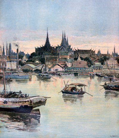 Pohled na Bangkok, 1893 od Henri Meyer