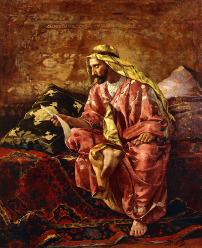 Arab čte dopis od Henri Pierre Hippolyte Dubois