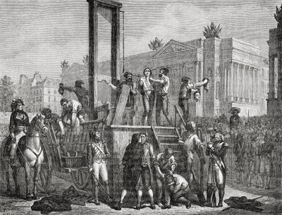 Poprava Robespierra a jeho následovníků v roce 1794, vyryl Jonnard od Henri Renaud