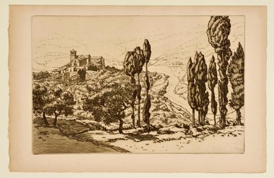 [Bazilika v Assisi při pohledu z La Rocca] od Henri Rivière