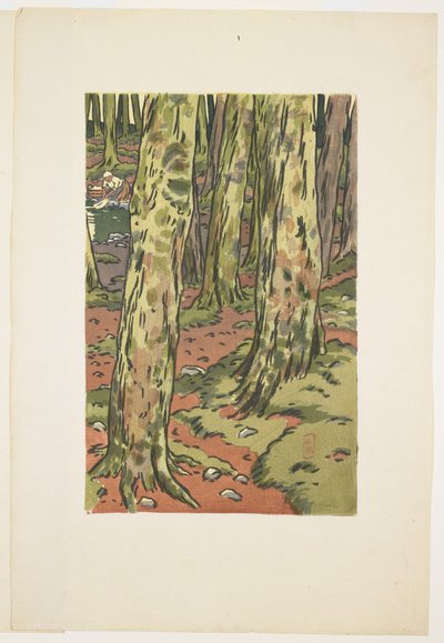 Prádelna v lese v Loguivy od Henri Rivière