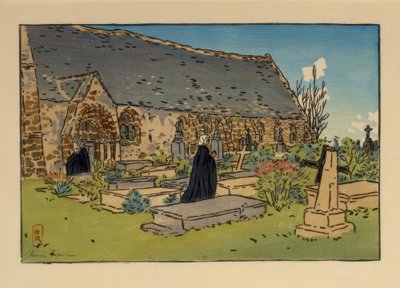 Hřbitov a kostel Perros-Guirec od Henri Rivière