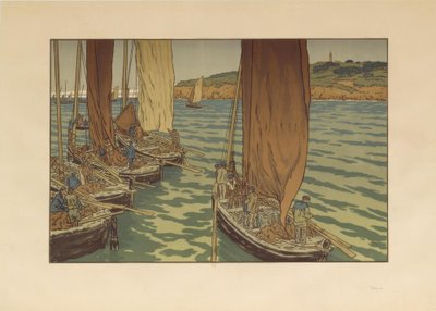 Odjezd lodí v Tréboul od Henri Rivière