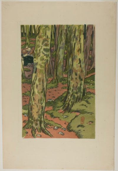 Prádelna v lese v Loguivy od Henri Rivière