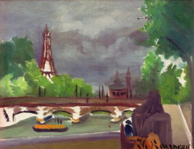 Skica, pohled na Eiffelovu věž a Trocadero od Henri Rousseau