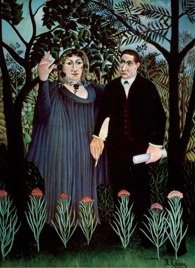 Básník a jeho múza. Portrét Guillauma Apollinaira a Marie Laurencinové, 1909 od Henri Rousseau