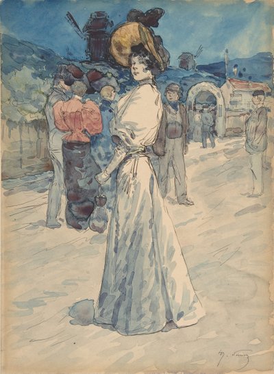 A Parisienne Mimo Moulin de la Galette, ca. 1880-1907. od Henri Somm