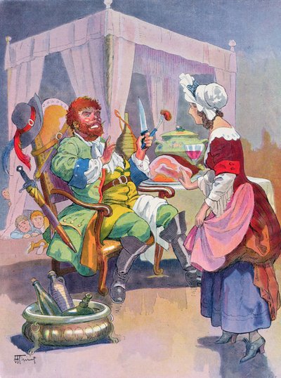 Ogre voní čerstvé lidské maso, ilustrace k perraultovské pohádce 
