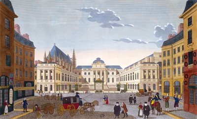 Justiční palác, cca 1815-20 (barevná rytina) od Henri after Courvoisier Voisin