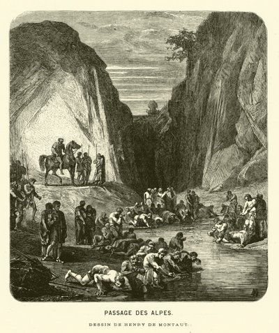 Přechod přes Alpy (rytina) od Henri de (after) Montaut