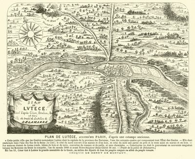 Plán římského města Lutetia, místo moderní Paříže (rytina) od Henri de (after) Montaut