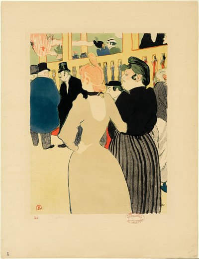 V Moulin Rouge, La Goulue a její sestra od Henri de Toulouse-Lautrec