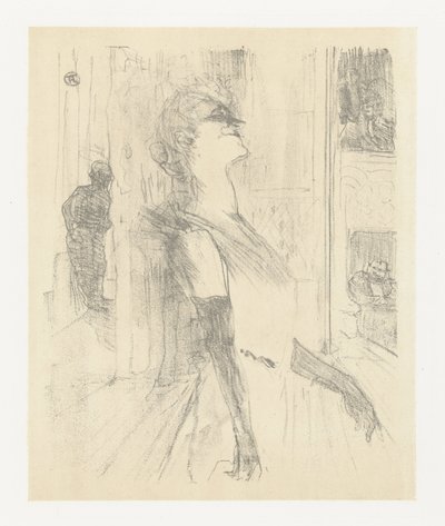 Portrétní van herečka Yvette Guilbert tijdens optreden Yvette Guilbert na pódiu Yvette Guilbert: Anglická série (název série) od Henri de Toulouse Lautrec (signed by artist)
