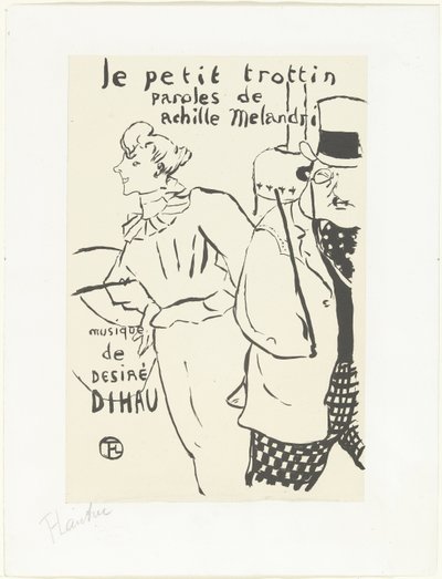 Žena jako běžící dívka a muž s kloboukem Le petit troittin od Henri de Toulouse Lautrec (signed by artist)