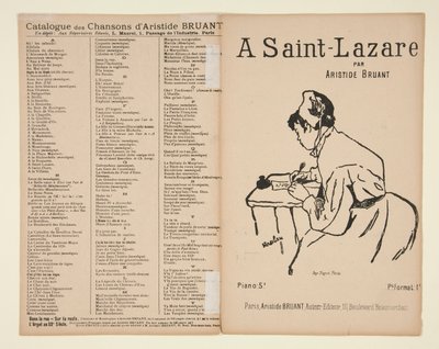 Saint-Lazare, slova a hudba Aristide Bruant, obal pro noty od Henri de Toulouse Lautrec