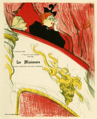 Eine Frau in einer Theatergarderobe mit einem Fernglas von Henri de Toulouse-Lautrec