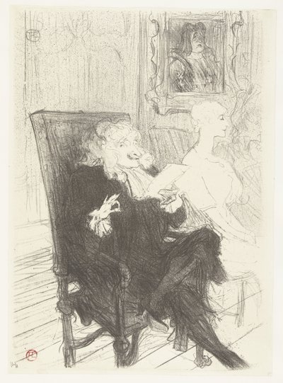 Herci Jules Charles Truffier jako Marguerite Moreno v toneelstuku Učené ženy Truffier a Moreno v Učené ženy od Henri de Toulouse Lautrec
