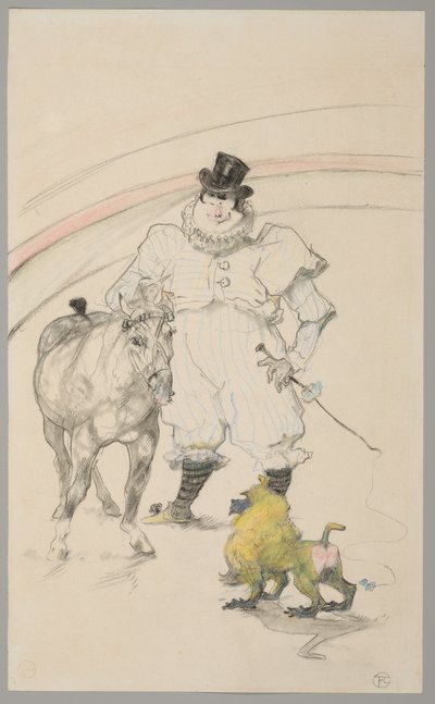V cirkuse: cvičený poník a pavián od Henri de Toulouse-Lautrec
