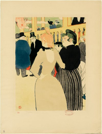 V Moulin Rouge, La Goulue a její sestra od Henri de Toulouse-Lautrec