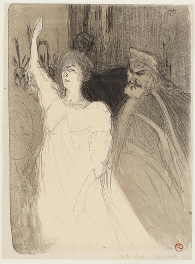 Bartet a Mounet-Sully v Antigoně od Henri de Toulouse Lautrec