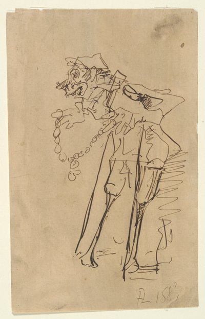 Karikatura vojáka držícího vyznamenání od Henri de Toulouse Lautrec