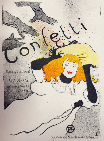 Ekonomika. Papírové konfety od Bella Manufacture. Plakát Henri de Toulouse Lautreca, Anglie, kolem roku 1894. (plakát) od Henri de Toulouse Lautrec