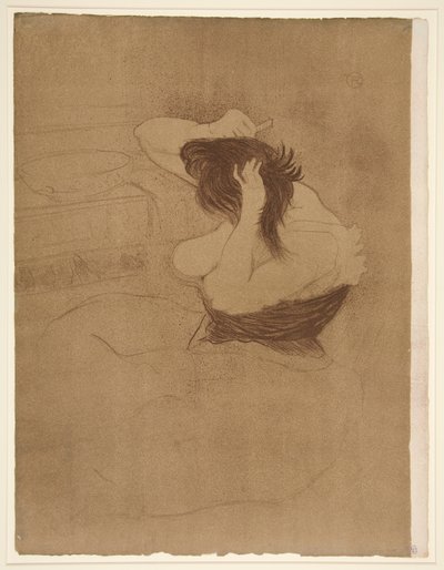 Žena, která si česá vlasy, účes (Woman Coming Her Hair), ze série Elles od Henri de Toulouse-Lautrec