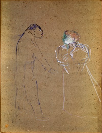 Lucien Germain Guitry (1860-1925) a Jeanne Granier. Kresba Henri de Toulouse-Lautrec (Toulouse Lautrec od Henri de Toulouse Lautrec