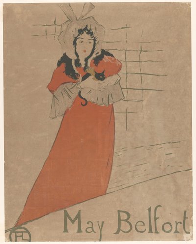 May Belfort s kočkou v náručí May Belfort (název na objektu) od Henri de Toulouse Lautrec