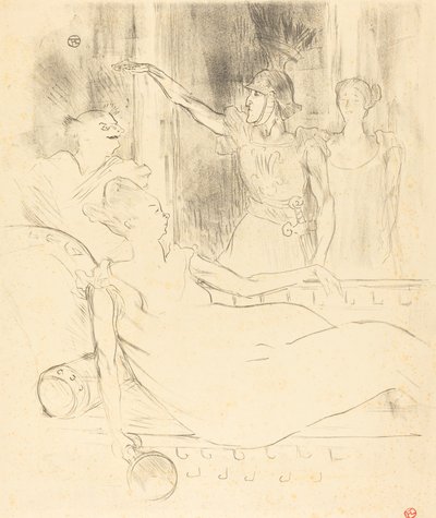 Paní Simon-Girard, Brasseur a Guy v "La belle Helene" od Henri de Toulouse Lautrec