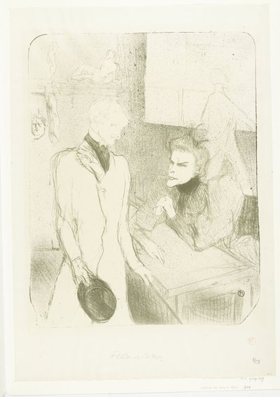 Portrétní van herečka Marthe Brandès jako herec Charles le Bargy v toneelstuk Les Cabotins Brandès a Bargy v Cabotins od Henri de Toulouse Lautrec