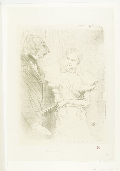 Herečka Portret van Marthe Brandès jako herec Louis-Pierre Leloir v toneelstuk Les Cabotins Brandès a Leloir v Cabotins od Henri de Toulouse Lautrec