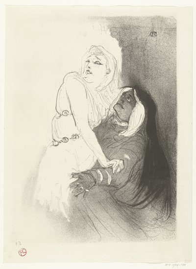 Herečka portrétní van Sarah Bernhardt v toneelstuk Phèdre (Phaedra) V době renesance. Sarah Bernhardt ve Phaedře od Henri de Toulouse Lautrec