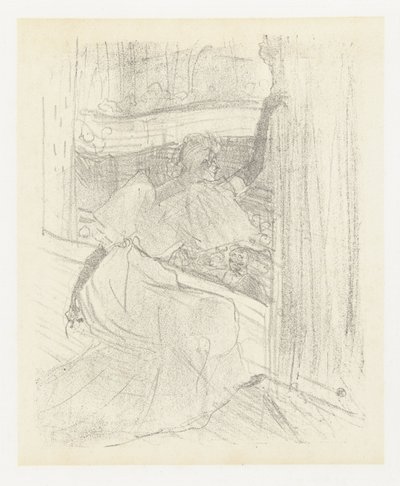 Portret van herečka Yvette Guilbert buigend voor het publishk Yvette Guilbertová pozdravila publikum Yvette Guilbert: Anglická série (název série) od Henri de Toulouse Lautrec