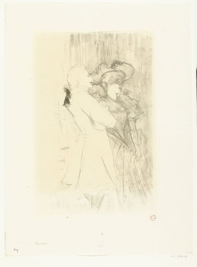 Portrét zpěvačky Marcelle Lender a zpěvačky Numa Auguez v operetě La Chanson de Fortunio Lender a Aguez od Henri de Toulouse Lautrec